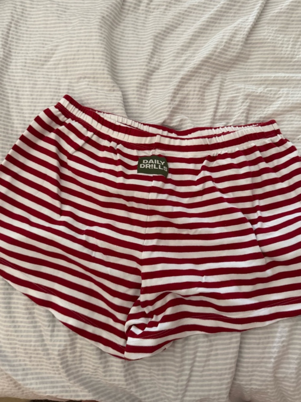 Daily Drills Red & White Striped Athletic Shorts
